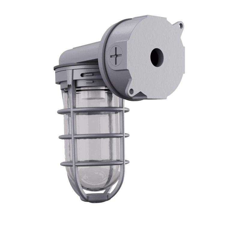 Incandescent Utility Vapor Tight Wall Lamp, Industrial Style Wall Light For Indoor And Outdoor Use, 150W, 120V, Includes Junction Box, Grey