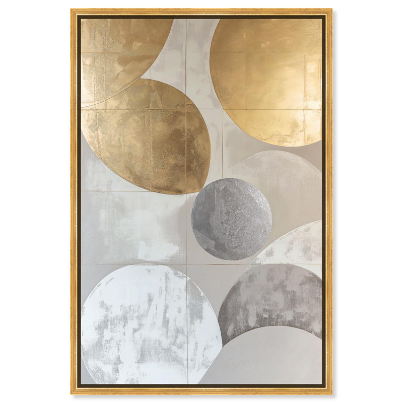 Art numérique sur toile, "Golden Sequence II" , H 25 po x l 17 po, Cadre flottant doré