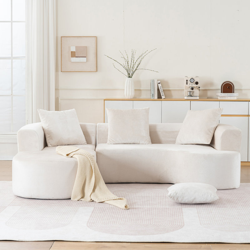 Canapé modulaire modulaire avec méridienne en L, canapé-lit modulaire Cloud avec assise profonde, canapé moderne, Beige
