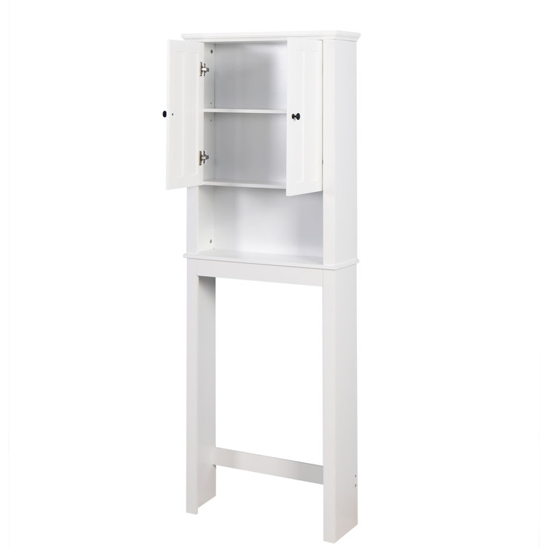 Bathroom Cabinet For Over Toilet - Spacious, Adjustable Shelf, White, 24.09x7.69x66.2 Inch White Organizer Stylish,