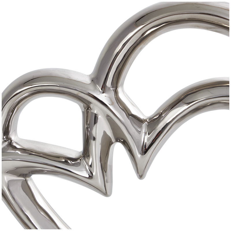 Elliekate Ceramic Abstract Overlapping Heart Decorative Silver Sculpture