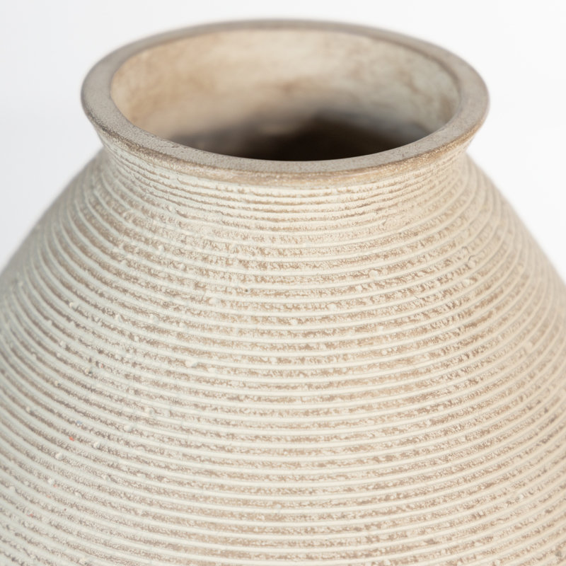 Vase de table en polyrésine, H 12 po x l 10 po x P 10 po, Blanc
