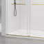 56-60 * 76 pouces Double porte de douche coulissante sans cadre à fermeture en douceur avec verre trempé épais de qualité supérieure (8 mm) et revêtement facile à nettoyer en or brossé