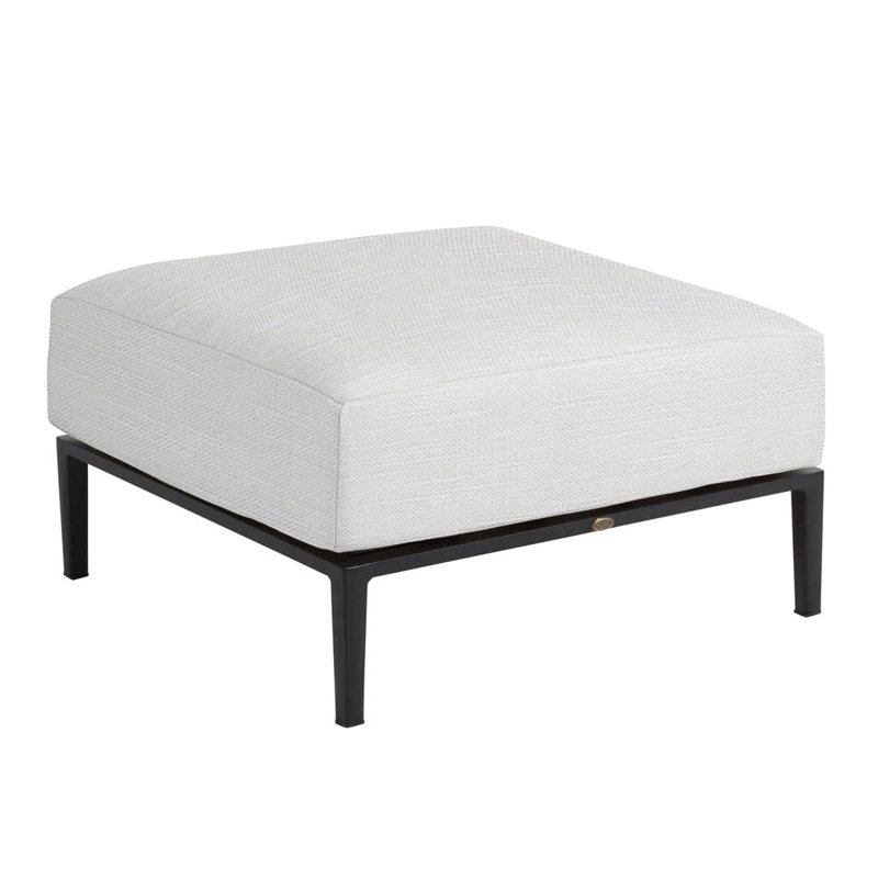 Havana Outdoor Ottoman with Cushion, Black/Natural Resin, Perigold Direction Dew, No welt + Dream fill