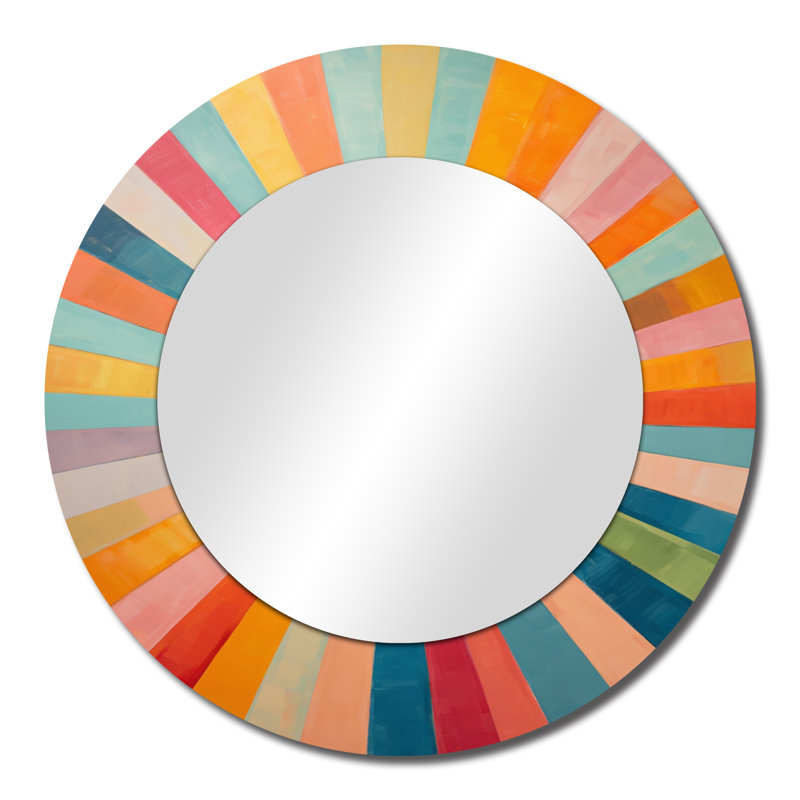 Colorful Mid Century Optical Serenade I - Midcentury Modern Decorative Mirror, Mid-Century Modern Large Wall Mirror, Printed Metal Art