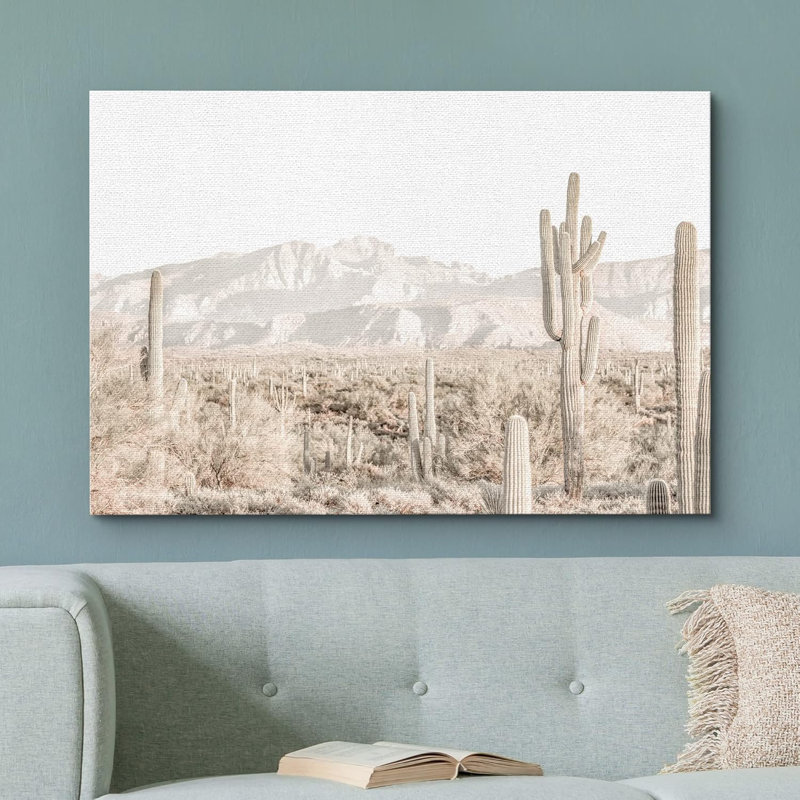Cactus délavé rétro photographie de paysage naturel rustique, Toile tendue, H 12 po x l 18 po