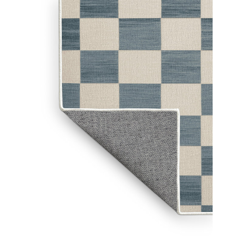 Machine Washable Checkered Beige Area Rug, Rectangle 2' x 3'