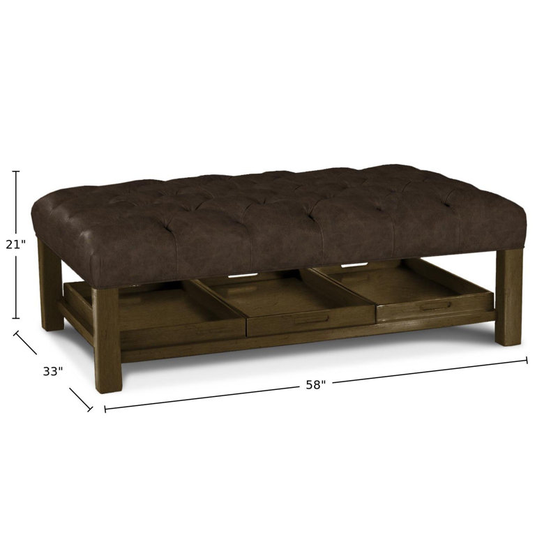 Niyat Upholstered Ottoman, Brown Genuine Leather
