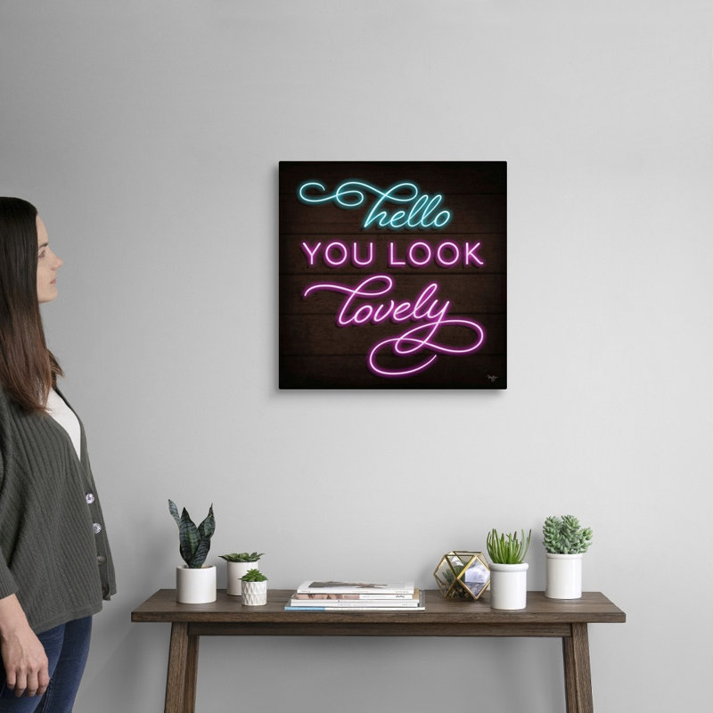 «Neon Hello Mollie B.», reproduction d'art sur toile tendue, H 20 po x l 20 po x P 1,25 po, Toile tendue