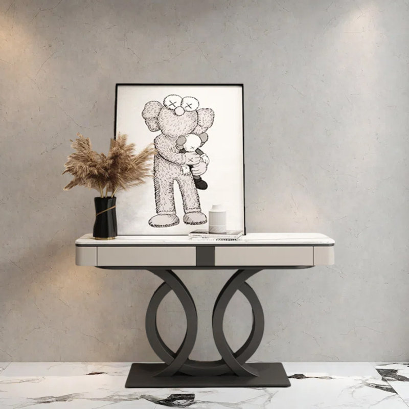 Console de luxe italienne, H 33,5 po x l 55,1 po x P 13,8 po, Noir