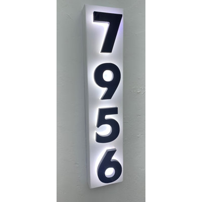 House Led Lighted 4 -Tile Address Plaque Frame