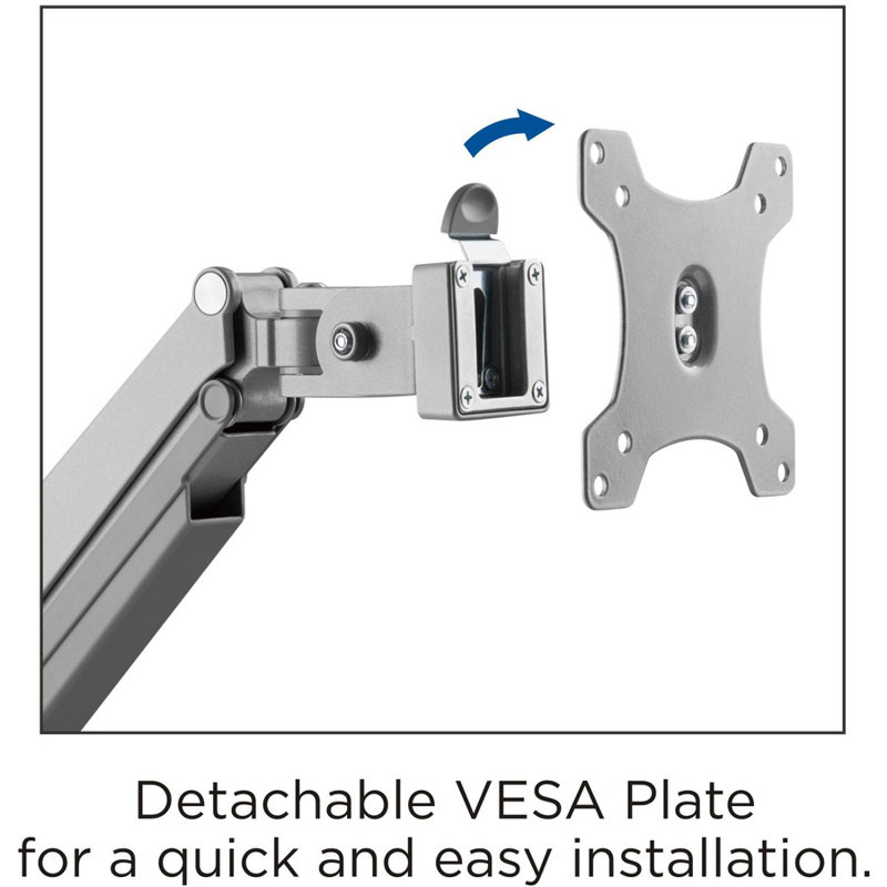 Gray Dual Monitor Arm with USB Ports and Adjustable Swivel