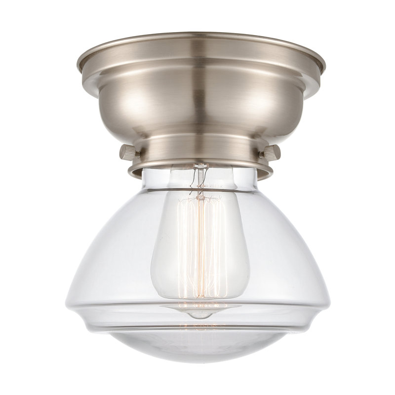 Chesterville Glass Flush Mount, Clear, Polished Nickel, 6 Watt Vinage LED Bulb