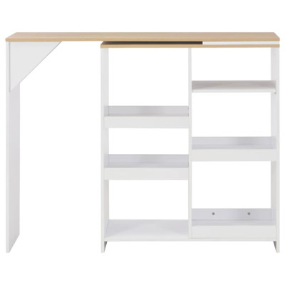 Adjustable Bar Table With Movable Shelf - White 138X39x110 Cm - Modern & Versatile Design