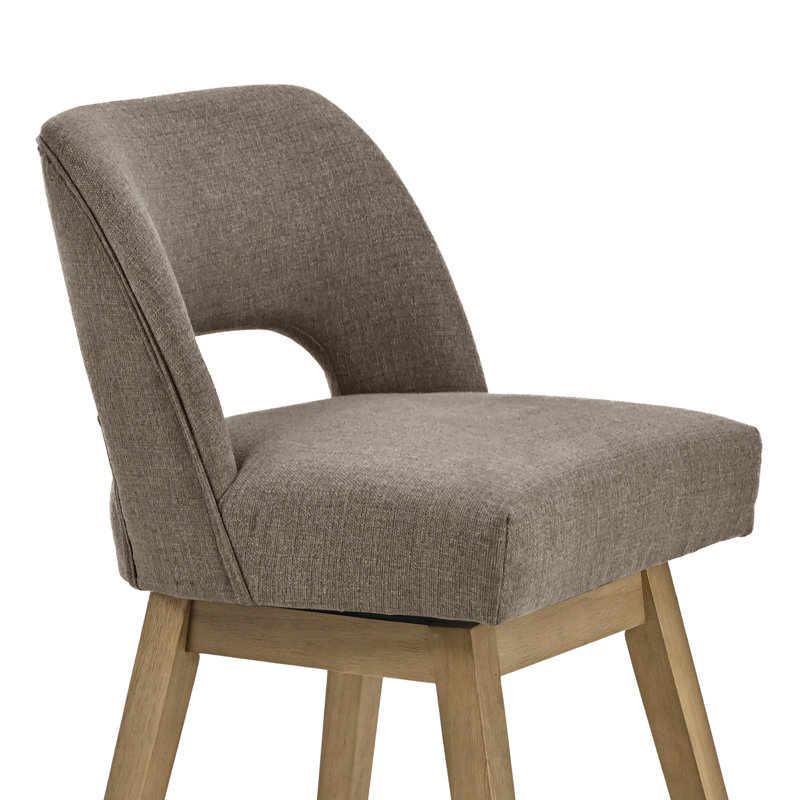 Ensemble de 6 tabourets de bar pivotants de 26 po de hauteur, siège rembourré en polyester sur structure en bois massif, 6