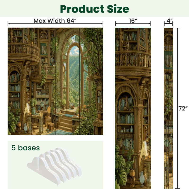 Paravent 4 panneaux à cloison pliable Royal, 4, 71" H x 64" W x 1" D