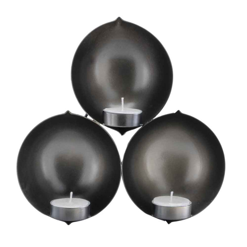 Israr 9" Bronze Three Cluster Tea Light Wall Sconce Set