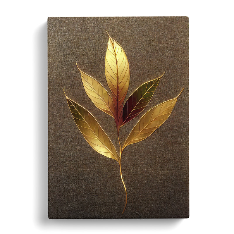 Gavazova Ivy Leaf Gold Vol.2 - Wrapped Canvas, 50cm H x 35cm W x 3cm D