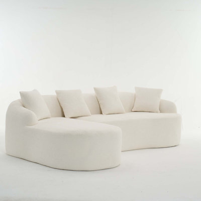 L-Shape Sectional Sofa With Curved Chaise, Wider Armrests, Deeper Seat For Comfortable Relaxation In Living Room