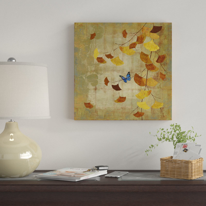 « ginkgo branch ii », reproduction d’impression sur toile, H 12 po x l 12 po x P 0,75 po, Toile tendue, Pas de tapis