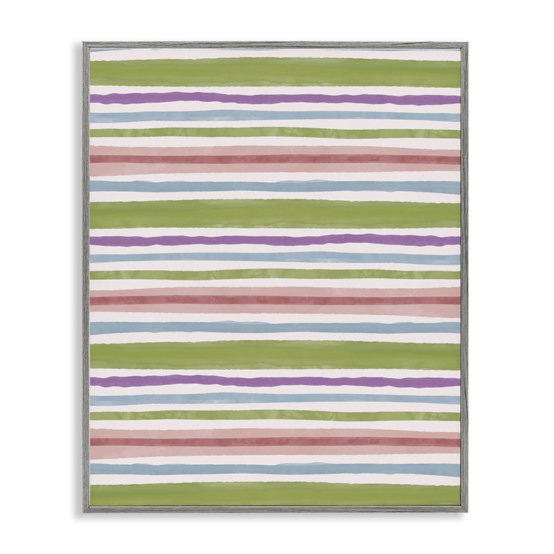 «Fun Stripes» à motif de giclées grises encadrées par Nina Muis, Estampe numérique Farmhouse, H 30 po x l 24 po