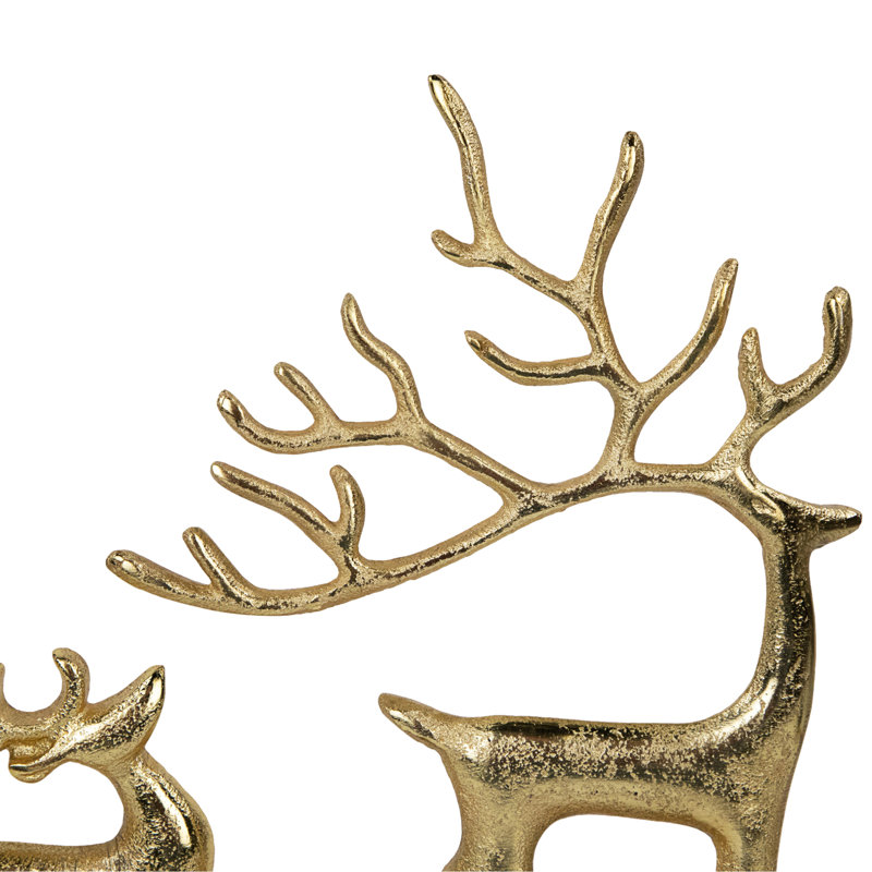 Figurine de Noël renne et fauve en métal - 10,25 po, Or