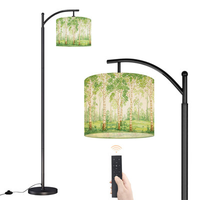 Lampe sur pied arc avec abat-jour ajustable Aquarelle fée forêt enfants Lampe sur pied intérieure 3 températures de couleur à intensité variable pour poteau avec interrupteur au pied pour la chambre à coucher