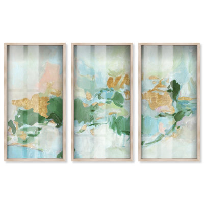 Where Light Rests - Ira Comleva Chichester Large 3 Piece Shadowbox Print by Art Remedy, Blonde Frame, 22 x 44