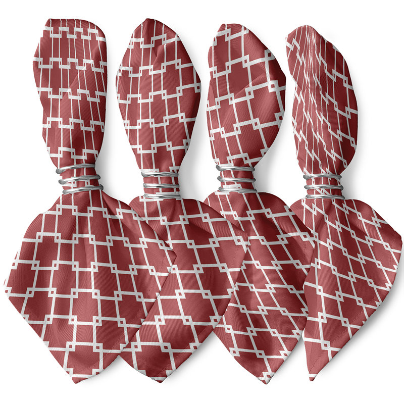 Link Lock Polyester Geometric Square Napkin, 18" W x 18" L, Coral