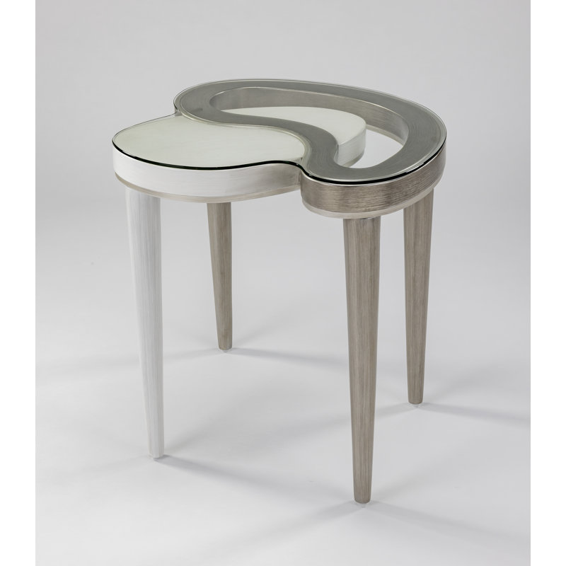 End Table, White/Silver