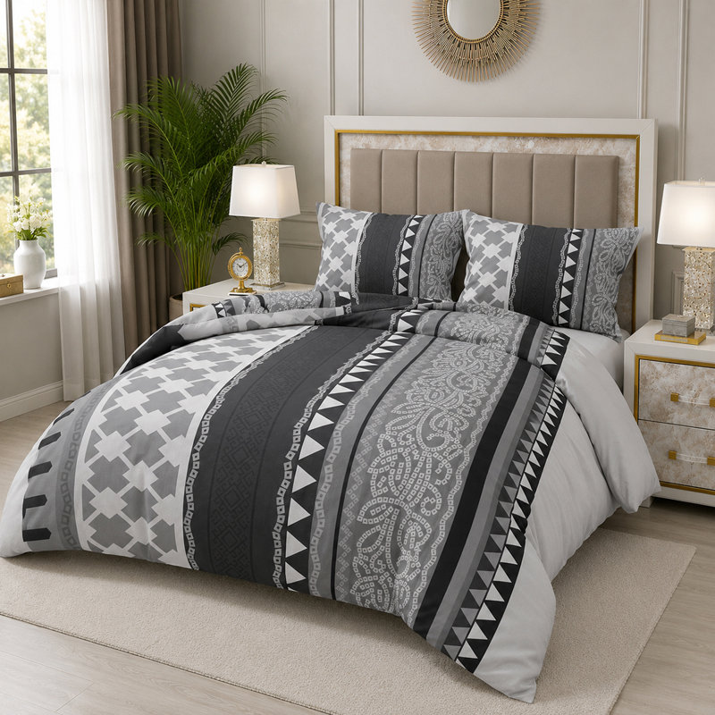Microfiber Floral Duvet Cover Set, Double Duvet Cover + 3 Additional Pieces