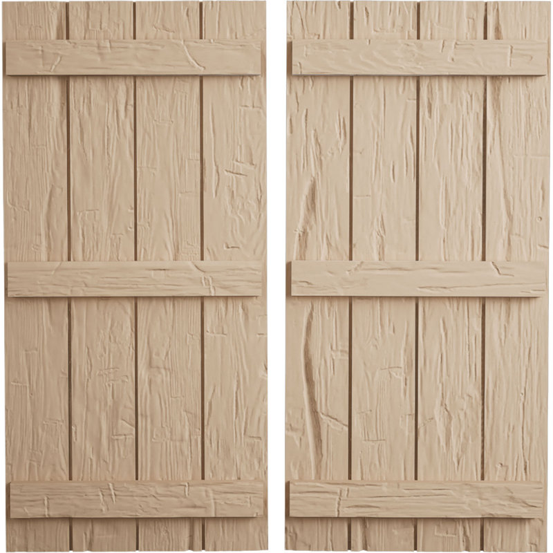Volets Rustic, Texture taillée à la main / brun clair apprêté, 22", H 86 po x l 22 po x P 1 po