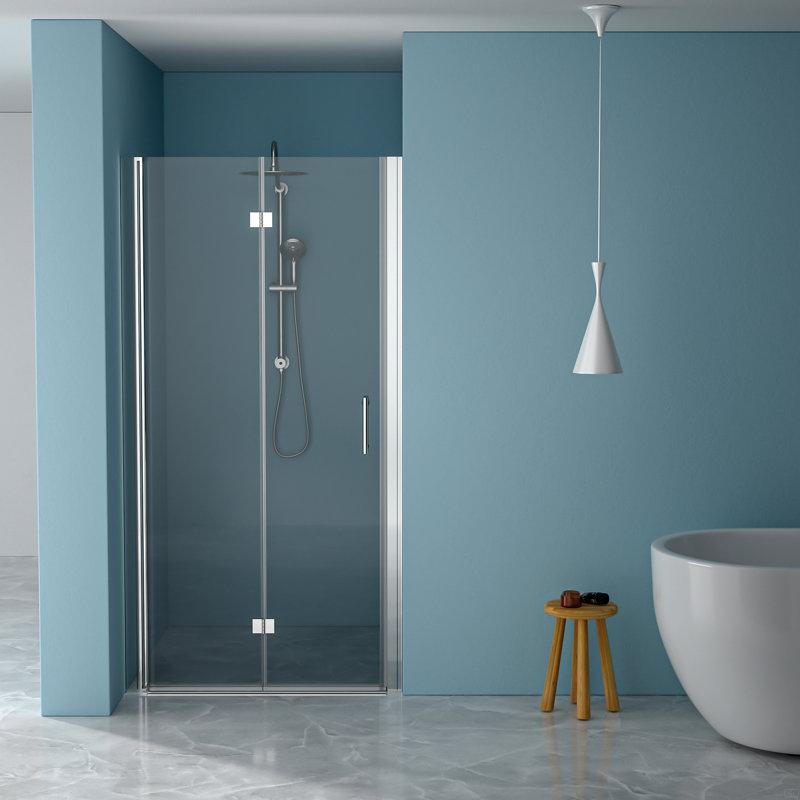 30"W X 72"H Fold Frameless Shower Door With Tempered Glass