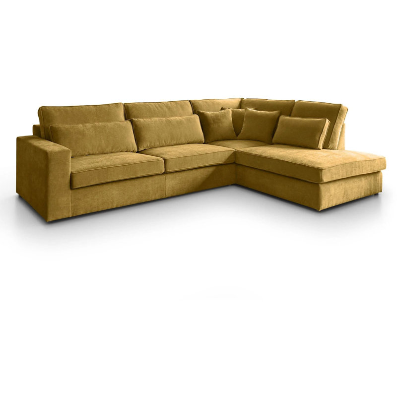 Qualee 6 Seater Sofa & Chaise, Yellow, Right Hand Facing