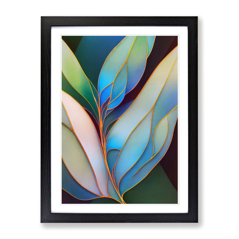 Leaf Crystals - Picture Frame Print, 46cm H x 34cm W x 2cm D, Walnut