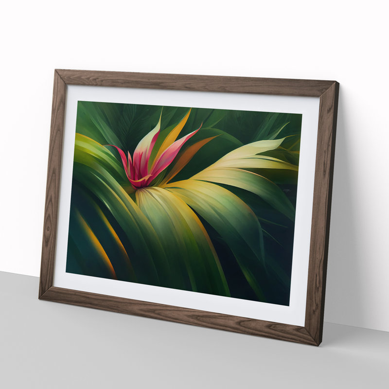 Unreal Tropical Flowers - Framed Print, 46cm H x 64cm W x 2cm D, Walnut