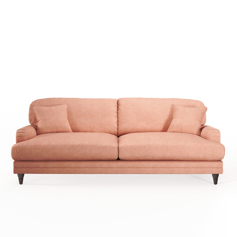 Adaku 4 Seater Sofa  , Salmon, Burnished Beech