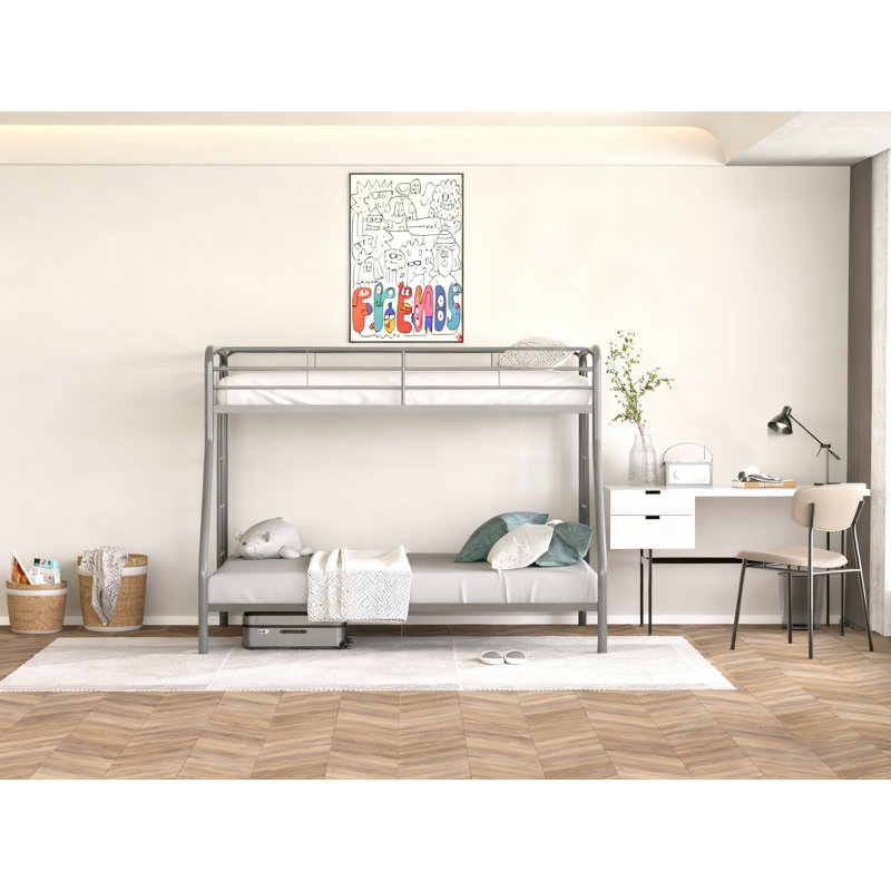 Daury Kids Twin Over Full Bunk Bed, Gray