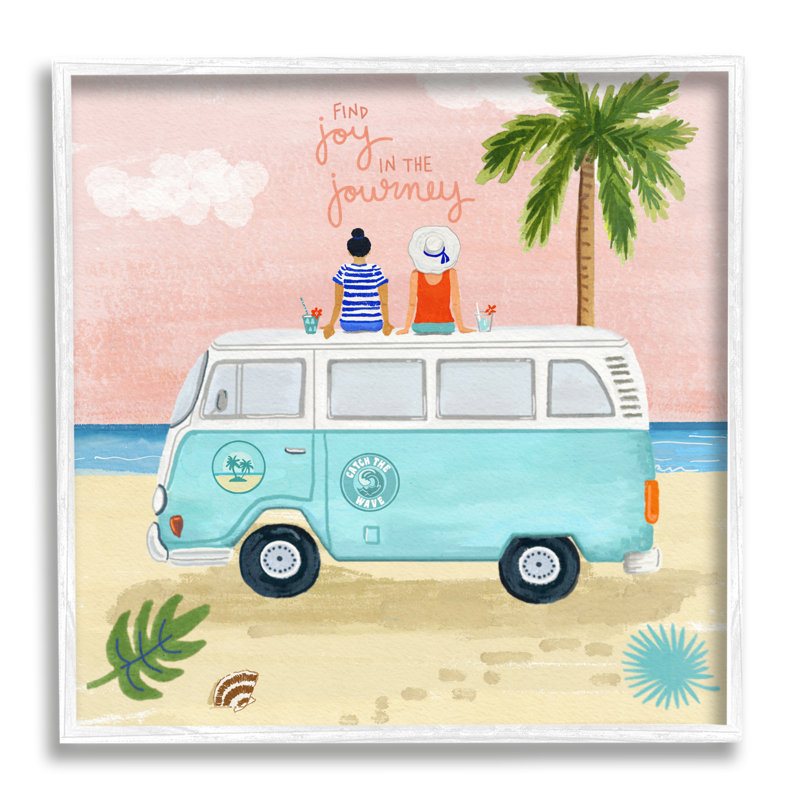 Joie dans le voyage, H 17 po x l 17 po x P 1,5 po, Giclée encadrée blanc bord de mer