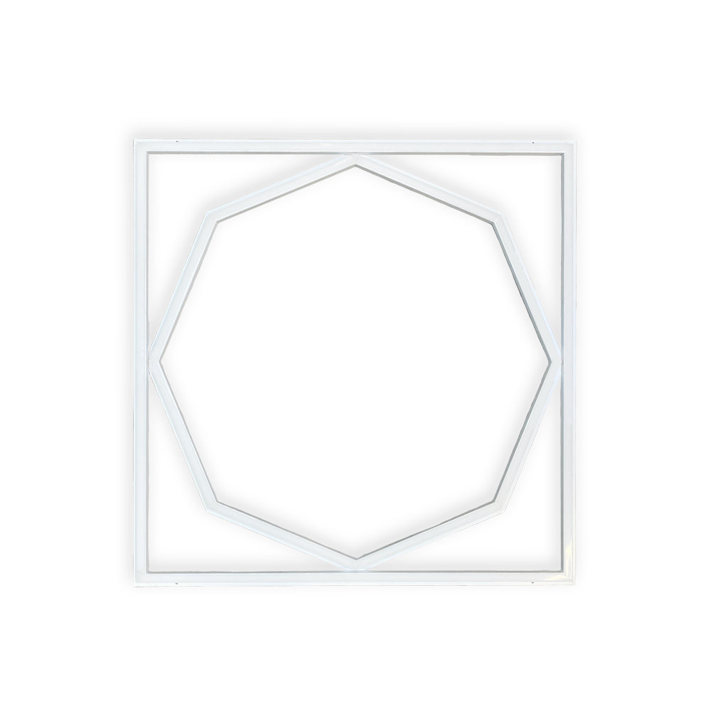 60x60cm LED Frame Panel Light with Hexagon Inner Lights - 40W, Cool White (6500K)
