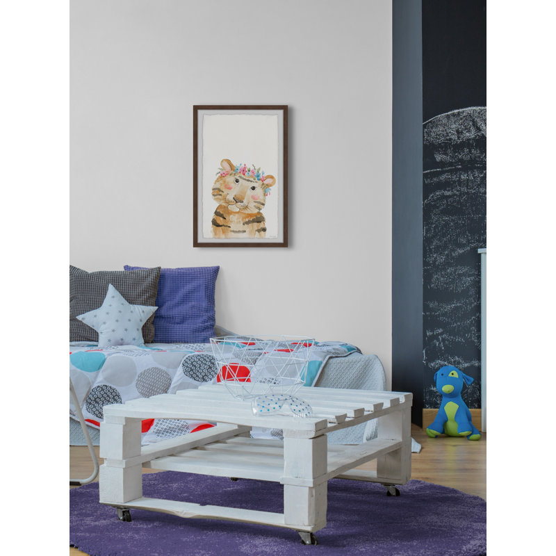 «Dash Tiger» avec couronne de fleurs, reproduction encadrée, H 36 po x l 24 po x P 1,5 po