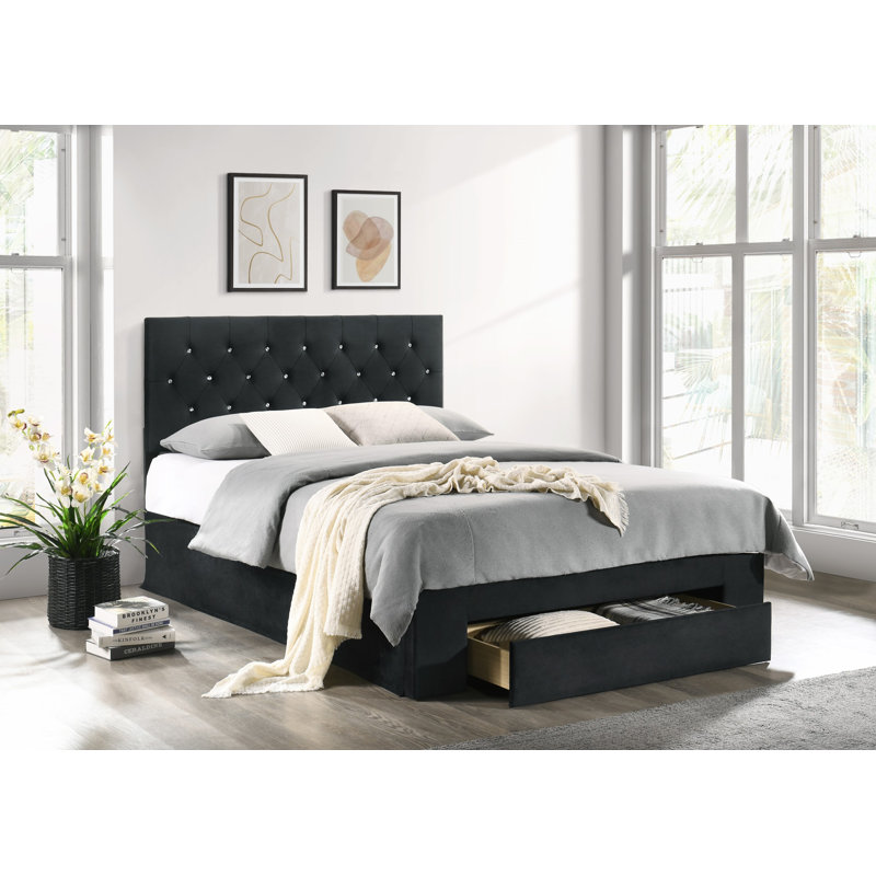 Aerilyn Upholstered Storage Bed, Black, Double (4'6)
