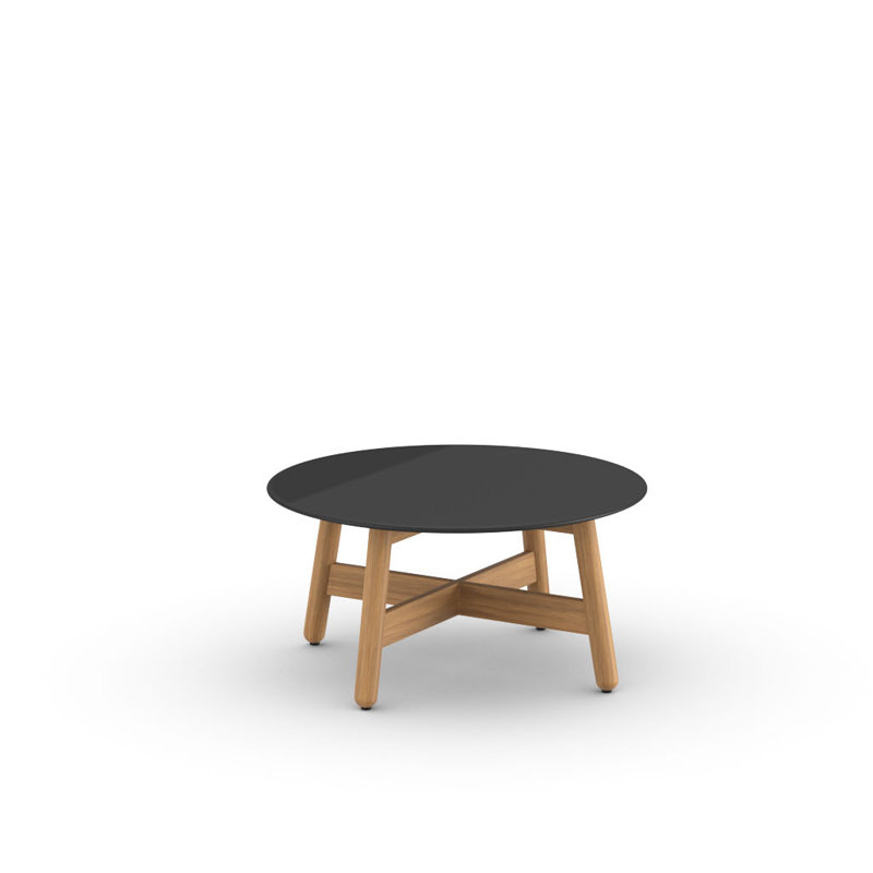 Mbrace Outdoor Round Teak Coffee Table, Black