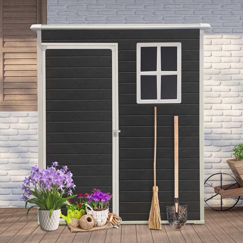 5X3ft Resin Outdoor Storage Shed Kit-Perfect To Store Patio Furniture, Black