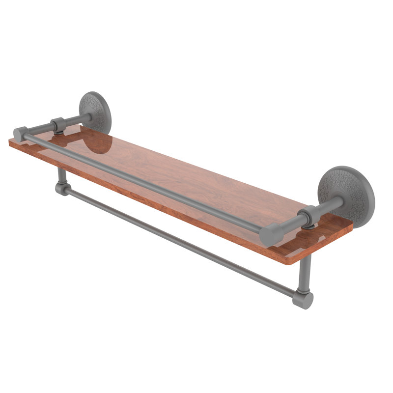 Tilney Bracket Shelf with Towel Bar, Matte Gray, 5" H x 22" W x 5" D