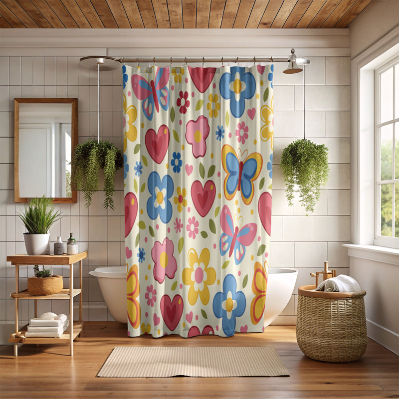 Rideau de douche Butterfly Kisses - Premium, H 74 po x l 71 po