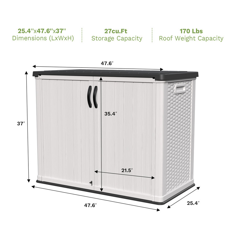 4 Ft. W X 2 Ft. D Outdoor Resin Horizontal Storage Shed, White