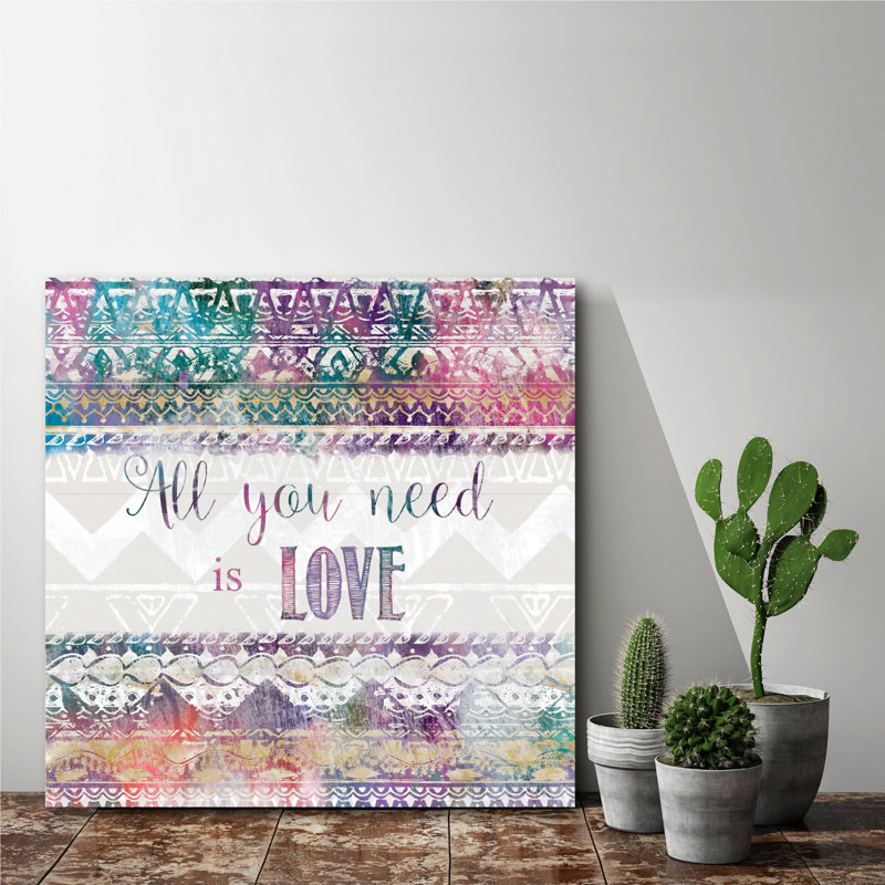 « boho love », art textuel sur toile tendue