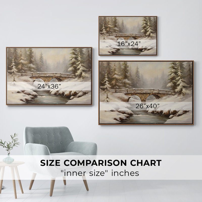 Paysage rétro CLCLVI, Toile encadrée noyer flottant, H 17 po x l 25 po x P 2 po
