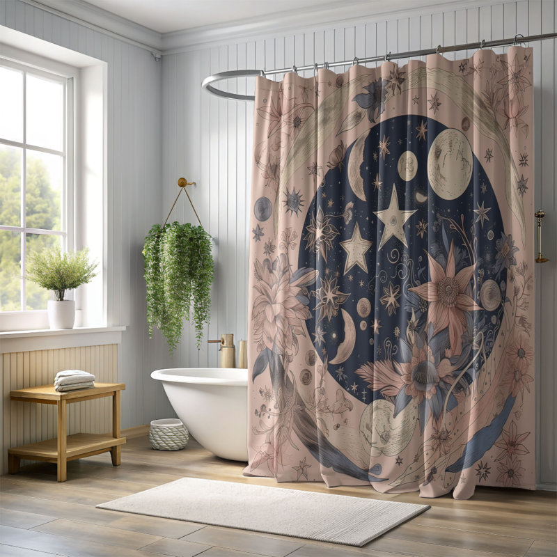 Rideau de douche standard 1 pièce Dreamy Circle, H 74 po x l 71 po